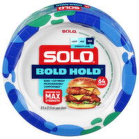 Solo Bold Hold Paper Plates, Max Strength, 8.5 inch, 64 Each