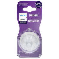 Philips Avent 3 Months+ Natural 2x Flow Baby Bottle Nipple, 4 Each