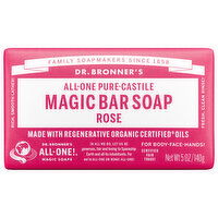 Dr. Bronner's Magic Bar Soap, Pure-Castile, All-One, Rose, 5 Ounce