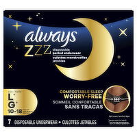 Always ZZZ ZZZ ZZZ Overnight Disposable Period Underwear Size L, 7 Each