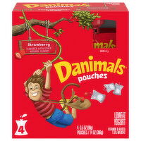 Danimals Yogurt, Lowfat, Strawberry, 4 Each