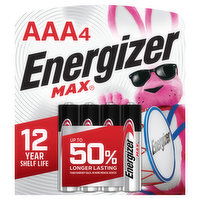 Energizer Max Batteries, Alkaline, AAA, 4 Pack, 4 Each