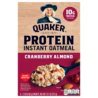 Quaker Oatmeal, Instant, Protein, Cranberry Almond, 6 Each