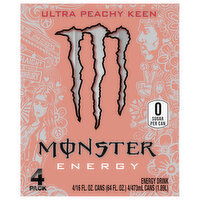 Monster Energy Energy Drink, Ultra Peachy Keen, 4 Pack, 4 Each