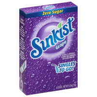 Sunkist Singles to Go! Drink Mix, Zero Sugar, Grape, 6 Each