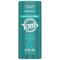 Tom's of Maine Deodorant, Clean Coast Scent, Aluminum Free, 3.25 Ounce