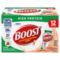 Boost Balanced Nutritional Drink, High Protein, Creamy Strawberry, 12 Each