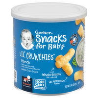 Gerber Snacks for Baby Baked Grain Snack, Ranch, Lil' Crunchies, Crawler (8+ Months), 1.48 Ounce