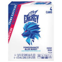 Mtn Dew Energy Energy Drink, Pomegranate Blue Burst, 4 Each