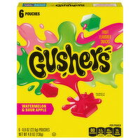 Gushers Fruit Flavored Snacks, Watermelon & Sour Apple, 6 Each