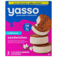 Yasso Greek Yogurt Sandwiches, Vanilla Bean, 3 Each