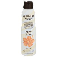 Hawaiian Tropic Sunscreen Clear Spray, Weightless Hydration, Broad Spectrum SPF 70, 6 Ounce