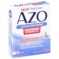 AZO Urinary Pain Relief, Maximum Strength, Tablets, 12 Each