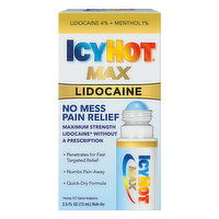 Icy Hot Max Pain Relief, No Mess, Lidocaine, Maximum Strength, Roll-On, 2.5 Fluid ounce