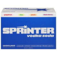 Sprinter Vodka Soda, Grapefruit/Lime/Peach/Black Cherry, Variety Pack, 8 Each