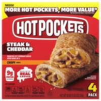 Hot Pockets Sandwich, Steak & Cheddar, Crispy Crust, 4 Each