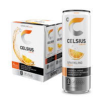 CELSIUS Sparkling Orange, Essential Energy Drink, 4 Each