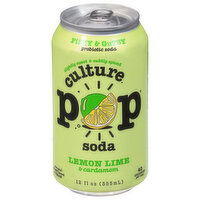 Culture Pop Probiotic Soda, Lemon Lime & Cardamom, 12 Fluid ounce