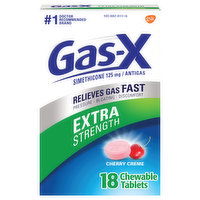 Gas-X Antigas, Extra Strength, 125 mg, Chewable Tablets, Cherry Creme, 18 Each