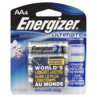 Energizer Ultimate Lithium Batteries, Lithium, AA, 4 Each
