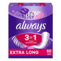 Always Xtra Protection Always Xtra Protection 3-in-1 Daily Liners for Women, Length, Scented, 60 CT, 60 Each