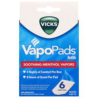 Vicks VapoPads Menthol Vapors, Soothing, Refills, 6 Each