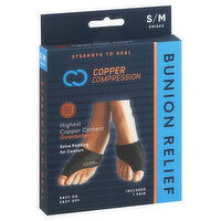 Copper Compression Bunion Relief, Unisex, Small/Medium, 1 Each