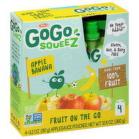 GoGo Squeez Applesauce, Fruit On The Go, Apple Banana, 4 Pack, 4 Each