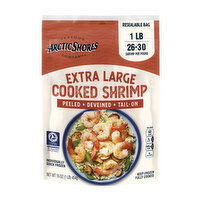 Arctic Shores Shrimp, Cooked, Peeled, Deveined, Tail-On, 26-30, 16 Ounce