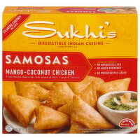 Sukhi's Indian Samosa Frozen Appetizer Snack Chicken Mango Coconut, 10 Ounce