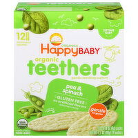 Happy Baby Organic Sitting Baby Peas & Spinach Teethers, 12 Each