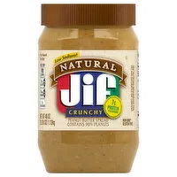 Jif Peanut Butter Spread, Low Sodium, Crunchy, Natural, 40 Ounce