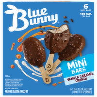 Blue Bunny Frozen Dairy Dessert, Vanilla Caramel Crunch, Mini Bars, 6 Each