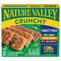 Nature Valley Granola Bars, Oats 'N Honey/Peanut Butter/Oats 'N Dark Chocolate, Crunchy, Variety Pack, 6 Each