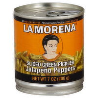 La Morena Jalapeno Peppers, Pickled, Sliced Green, 7 Ounce