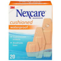 Nexcare Bandages, Cushioned, Waterproof, 20 Each