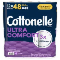 Cottonelle Ultra Comfort Toilet Paper, Mega Rolls, 2-Ply, 12 Each