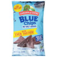 Garden of Eatin' Corn Tortilla Chips, No Salt Added, Blue Chips, Party Size!, 16 Ounce