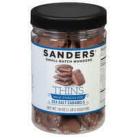 Sanders Sea Salt Caramels, Milk Chocolate, Thins, 18 Ounce