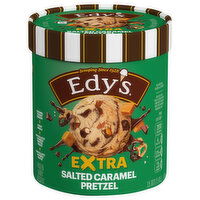 Edy's Frozen Dairy Dessert, Extra Salted Caramel Pretzel, 1.5 Quart