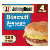 Jimmy Dean Jimmy Dean Biscuit Breakfast Sandwiches with Sausage, Egg, and Cheese, Frozen, 4 Each