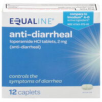 Equaline Anti-Diarrheal, Loperamide HCl, 2 mg, Caplets, 12 Each