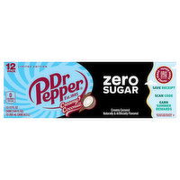 Dr Pepper Soda, Zero Sugar, Creamy Coconut, 12 Pack, 12 Each