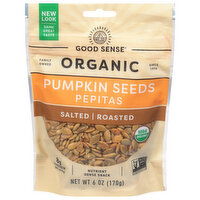 Good Sense Pumpkin Seeds Pepitas, Organic, Salted, Roasted, 6 Ounce