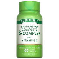 Nature's Truth B-Complex, Plus Vitamin C, Complete, High Potency, Coated Caplets, 100 Each