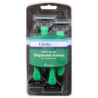 Equaline Razors, Triple Blade, Disposable, 4 Each