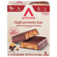Atkins Chocolate Peanut Butter High Protein Bar, 4 Each