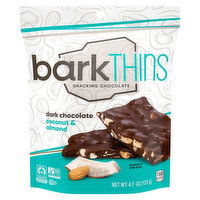 barkTHINS Snacking Chocolate, Coconut & Almond, Dark Chocolate, 4.7 Ounce