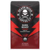 Death Wish Coffee Co Coffee, Ground, Dark Roast, Hints of Chocolate & Cherry, 10 Ounce