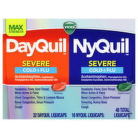 Vicks DayQuil/NyQuil Cold & Flu, Max Strength, Severe, Liquicaps, 48 Each